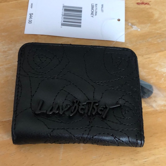 Betsey Johnson Luv Betsey Snap Card Wallet Black Tonal Stitched Rose Pattern NWT - Picture 14 of 16